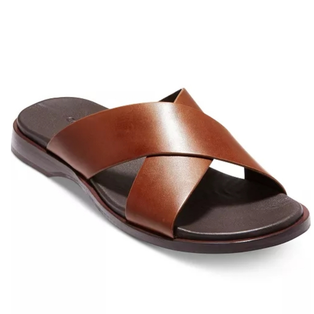 New Cole Haan Men's Goldwyn 2.0 Leather Crisscross Band Slide Soft Sandal 13 M